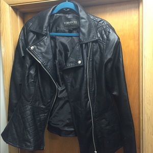 Peplum faux leather jacket